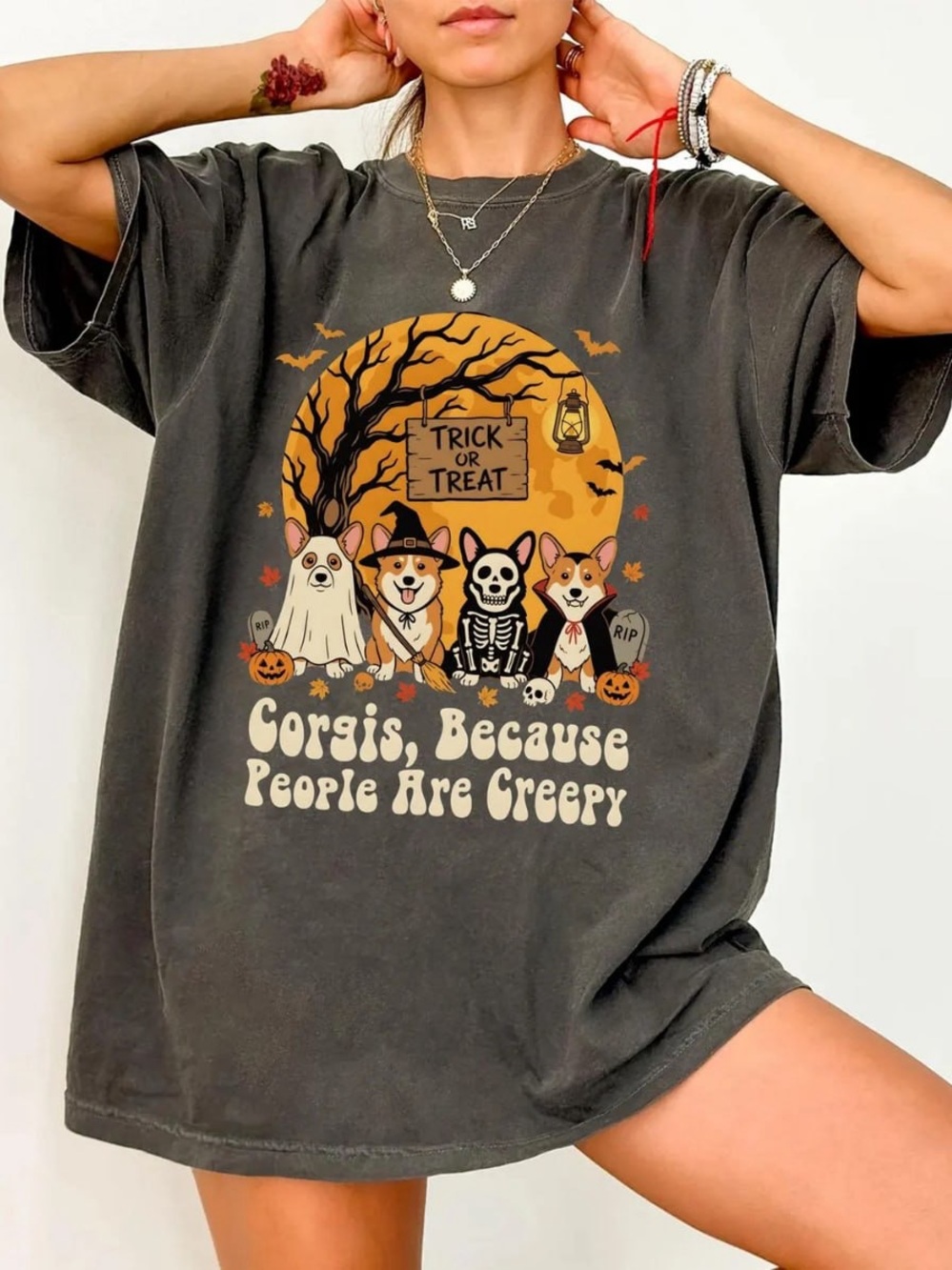 Comfort Colors Pepper Halloween Corgis Graphic Tee